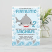 Uitnodiging voor Shark Birthday Party (Staand voorkant)