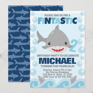 Uitnodiging voor Shark Birthday Party