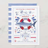 Uitnodiging voor Shark Birthday Pool (Voorkant / Achterkant)