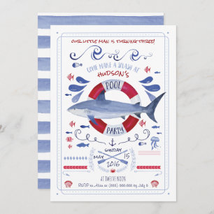 Uitnodiging voor Shark Birthday Pool