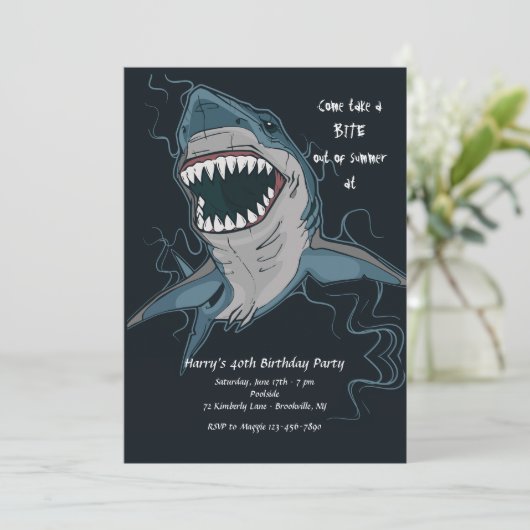 Uitnodiging voor Shark Bite (Staand voorkant)