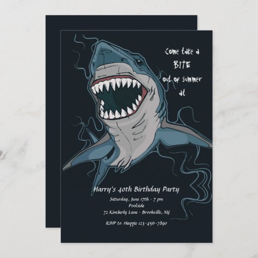 Uitnodiging voor Shark Bite (Voorkant / Achterkant)