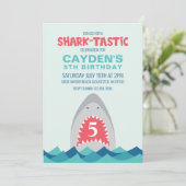 Uitnodiging voor Shark Bite sharktastsisch verjaar (Staand voorkant)