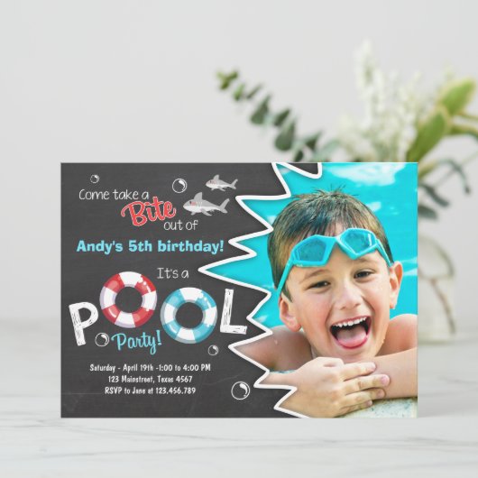 Uitnodiging voor Shark Pool-partij (Staand voorkant)