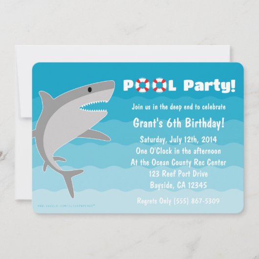 Uitnodiging voor Shark Pool Party (Voorkant)