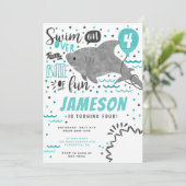 Uitnodiging voor Sharks-verjaardagsfeestjes (Staand voorkant)