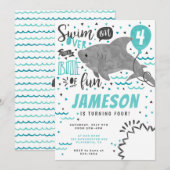 Uitnodiging voor Sharks-verjaardagsfeestjes (Voorkant / Achterkant)