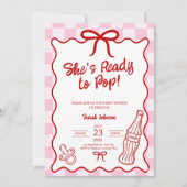 Uitnodiging voor She's Ready to Pop Baby Shower (Voorkant)