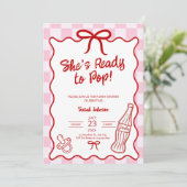 Uitnodiging voor She's Ready to Pop Baby Shower (Staand voorkant)