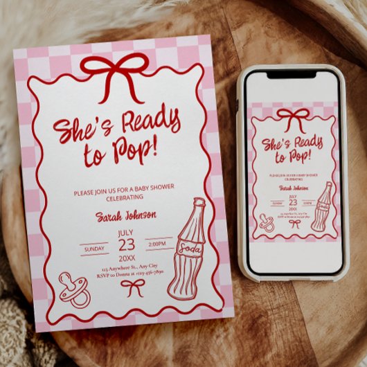 Uitnodiging voor She's Ready to Pop Baby Shower