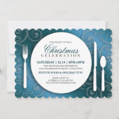 Uitnodiging voor Shimmery Blue Kerstmis (Voorkant)