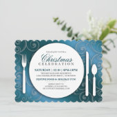 Uitnodiging voor Shimmery Blue Kerstmis (Staand voorkant)