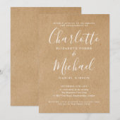 Uitnodiging voor Signature Rustic Kraft-verlovings (Voorkant / Achterkant)