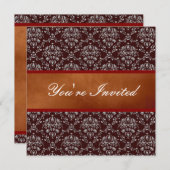 Uitnodiging voor Silver Damask (Voorkant / Achterkant)