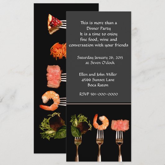 Uitnodiging voor Silver- en Black Dinner Party (Voorkant / Achterkant)