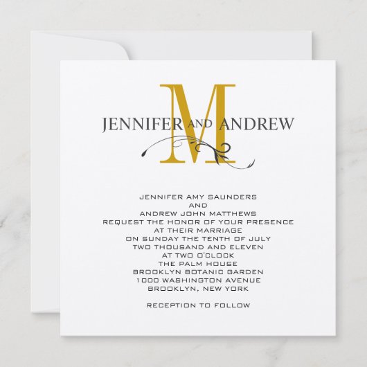 Uitnodiging voor Silver- en Gold Monogram Weddensc (Voorkant)