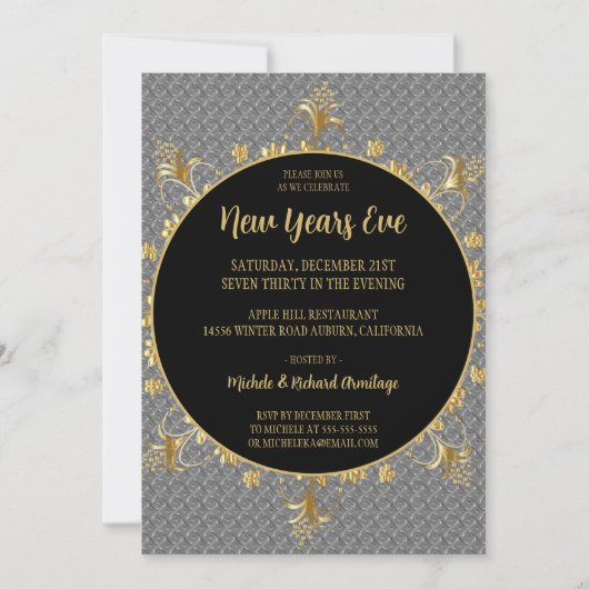 Uitnodiging voor Silver en Gold New Years (Voorkant)