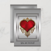 Uitnodiging voor Silver en Red Heart (Voorkant / Achterkant)