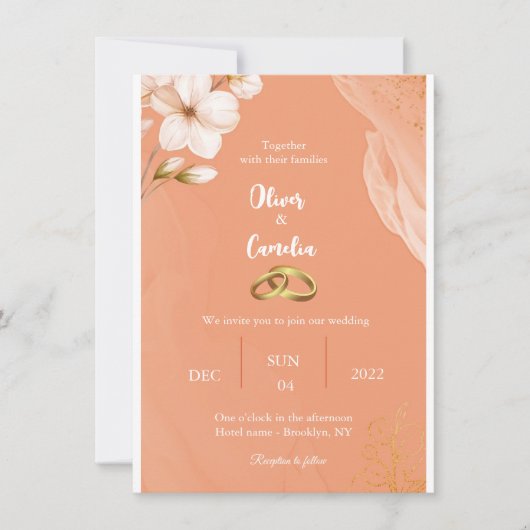 Uitnodiging voor sinaasappel- en goudbruiloft (Voorkant)