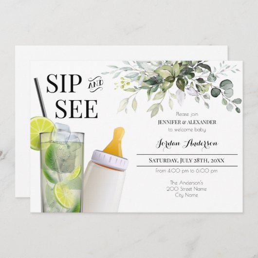 Uitnodiging voor 'Sip and See' ter verwelkoming va (Voorkant / Achterkant)