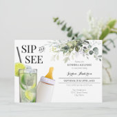 Uitnodiging voor 'Sip and See Welcome Baby'-feestj (Staand voorkant)