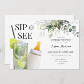 Uitnodiging voor 'Sip and See Welcome Baby'-feestj (Voorkant / Achterkant)