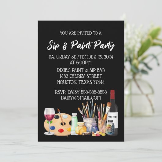 Uitnodiging voor Sip & Paint (Staand voorkant)