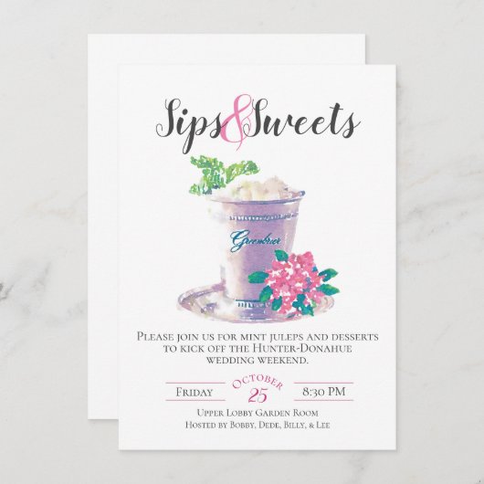 Uitnodiging voor Sips & Sweets (Voorkant / Achterkant)