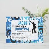 Uitnodiging voor Skateboard Party (Staand voorkant)