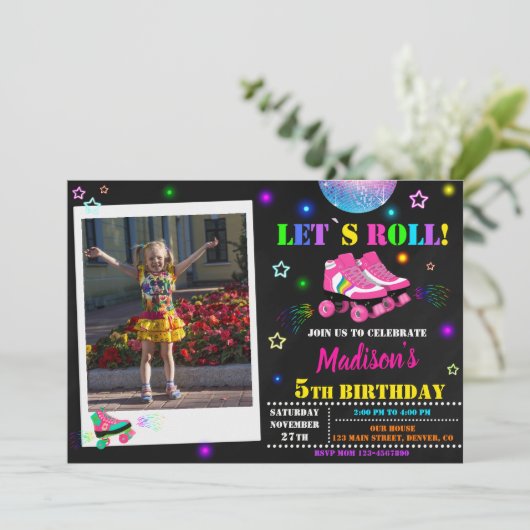 Uitnodiging voor Skateverjaardagsuitnodiging Uitno (Staand voorkant)