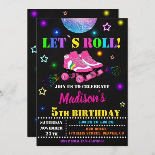 Uitnodiging voor Skateverjaardagsuitnodiging Uitno (Voorkant / Achterkant)