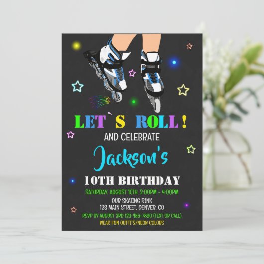 Uitnodiging voor Skateverjaardagsuitnodiging Uitno (Staand voorkant)