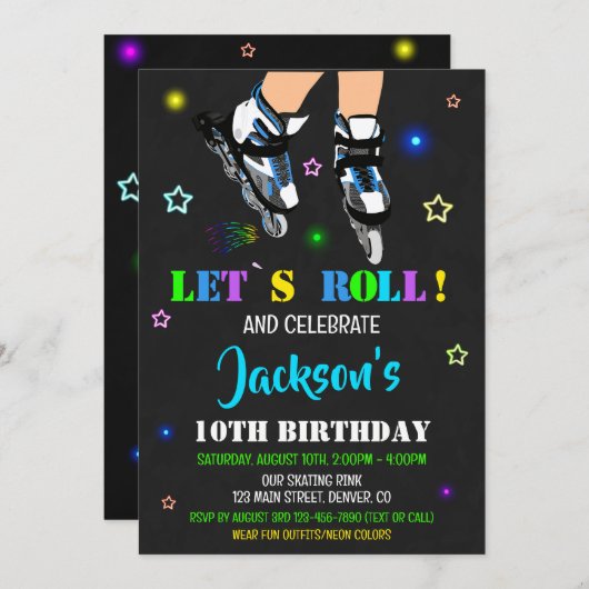 Uitnodiging voor Skateverjaardagsuitnodiging Uitno (Voorkant / Achterkant)