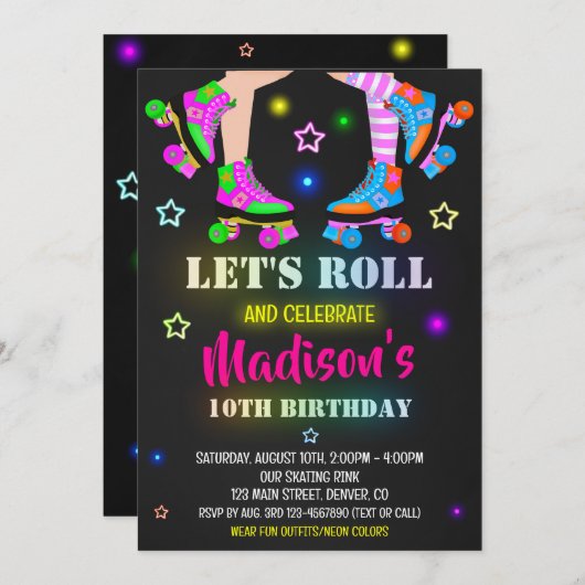 Uitnodiging voor Skateverjaardagsuitnodiging Uitno (Voorkant / Achterkant)