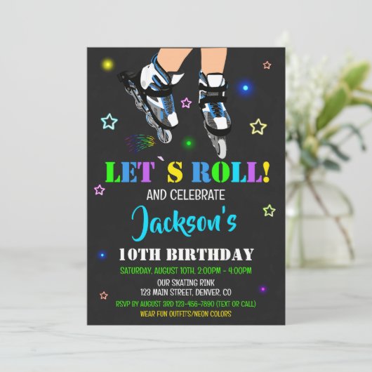 Uitnodiging voor Skateverjaardagsuitnodiging Uitno (Staand voorkant)