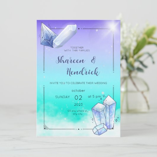 Uitnodiging voor Sky Design Wedding (Staand voorkant)