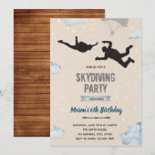 Uitnodiging voor skydiving feest thema (Voorkant / Achterkant)
