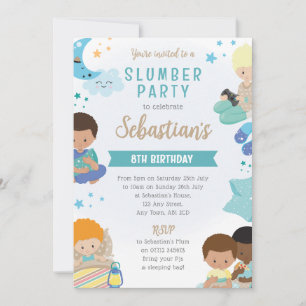 Uitnodiging voor slaapfeest voor jongens – pyjama'