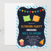 Uitnodiging voor slaapfeestje voor jongens (Voorkant / Achterkant)