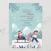 Uitnodiging voor sleeënde kinderen (Voorkant / Achterkant)