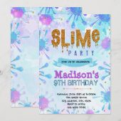 Uitnodiging voor slijm verjaardagsfeest (Voorkant / Achterkant)