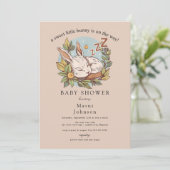 Uitnodiging voor Slumber Bunny Baby Shower  (Staand voorkant)
