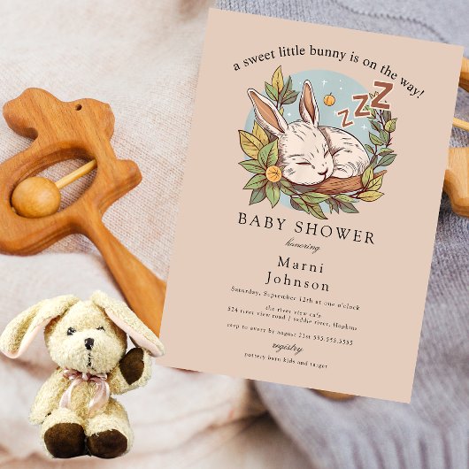 Uitnodiging voor Slumber Bunny Baby Shower 