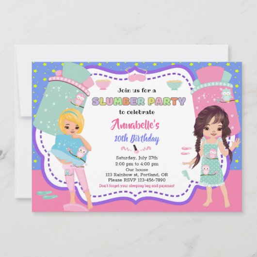 Uitnodiging voor Slumber-feestdag (Voorkant)