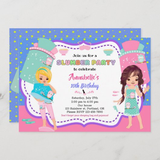 Uitnodiging voor Slumber-feestdag (Voorkant / Achterkant)