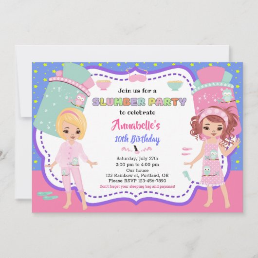 Uitnodiging voor Slumber-feestdag (Voorkant)