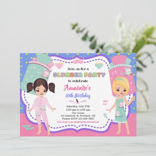 Uitnodiging voor Slumber-feestdag (Staand voorkant)