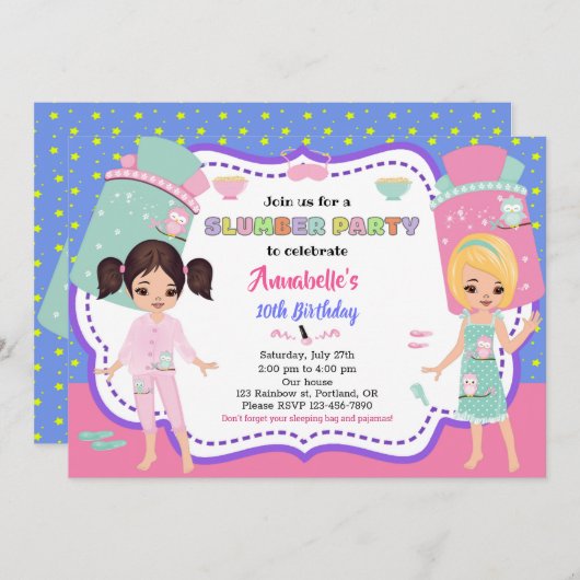 Uitnodiging voor Slumber-feestdag (Voorkant / Achterkant)