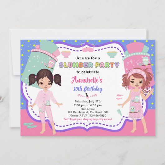 Uitnodiging voor Slumber-feestdag (Voorkant)