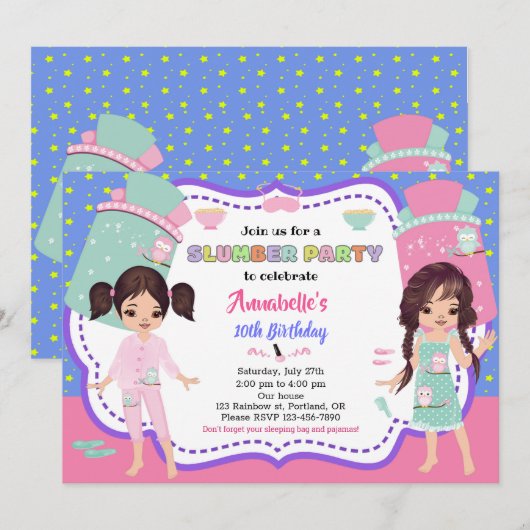 Uitnodiging voor Slumber-feestdag (Voorkant / Achterkant)